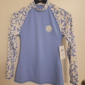 NWT Rip Curl Blue Floral Rash Guard